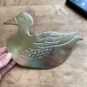 Vintage 60s MCM Mid-Century Modern Brass Duck Trivet